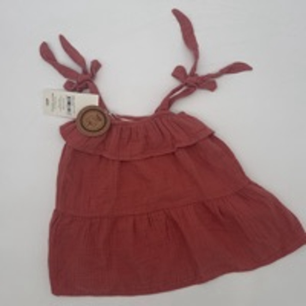 NEW Eli & Nev Dress 100% Cotton Muslin Size 9/12m Dusty Rose